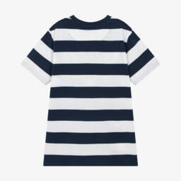 U.S. Polo Assn.-Boys Navy Blue & White Striped Cotton T-Shirt | Childrensalon Outlet