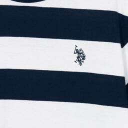 U.S. Polo Assn.-Boys Navy Blue & White Striped Cotton T-Shirt | Childrensalon Outlet