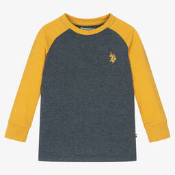 U.S. Polo Assn.-Boys Navy Blue & Yellow Cotton Top | Childrensalon Outlet