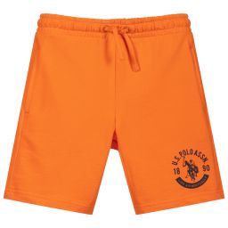 U.S. Polo Assn.-Boys Orange Cotton Logo Shorts | Childrensalon Outlet