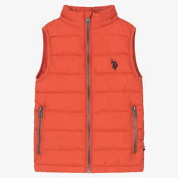 U.S. Polo Assn.-Boys Orange Puffer Gilet | Childrensalon Outlet