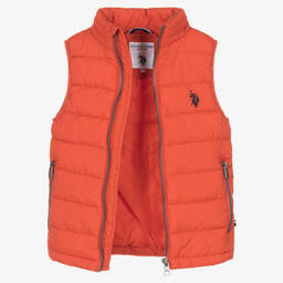 U.S. Polo Assn.-Boys Orange Puffer Gilet | Childrensalon Outlet