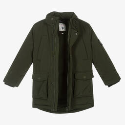 U.S. Polo Assn.-Boys Padded Hooded Green Coat | Childrensalon Outlet