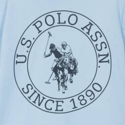 U.S. Polo Assn.-Boys Pale Blue Cotton Jersey T-Shirt with Circle Logo | Childrensalon Outlet