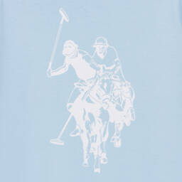 U.S. Polo Assn.-Boys Pale Blue Cotton T-Shirt with Oversized Large Player Logo | Childrensalon Outlet