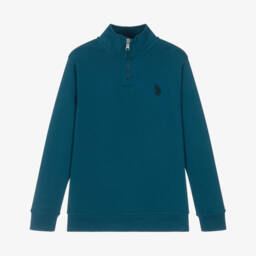 U.S. Polo Assn.-توب بسحّاب لون أزرق بترولي للأولاد | Childrensalon Outlet