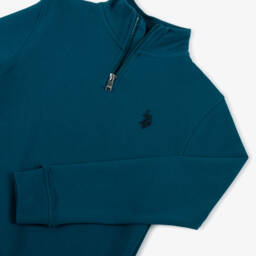 U.S. Polo Assn.-توب بسحّاب لون أزرق بترولي للأولاد | Childrensalon Outlet