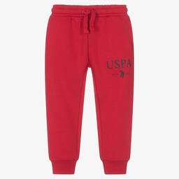 U.S. Polo Assn.-Boys Red Cotton Logo Joggers | Childrensalon Outlet