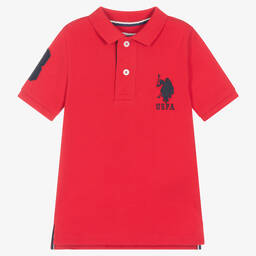 U.S. Polo Assn.-Boys Red Cotton Polo Shirt | Childrensalon Outlet