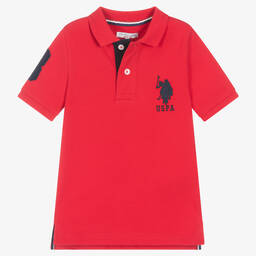 U.S. Polo Assn.-Boys Red Cotton Polo Shirt | Childrensalon Outlet