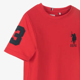 U.S. Polo Assn.-Boys Red Cotton T-Shirt | Childrensalon Outlet