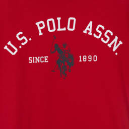 U.S. Polo Assn.-Boys Red Cotton T-shirt with Arch Print Logo | Childrensalon Outlet
