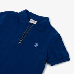U.S. Polo Assn.-Boys Royal Blue Polo Shirt with Half Zip | Childrensalon Outlet