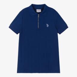 U.S. Polo Assn.-Boys Royal Blue Polo Shirt with Half Zip | Childrensalon Outlet