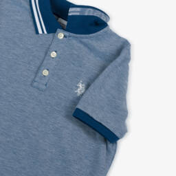 U.S. Polo Assn.-Boys Two-Tone Blue Cotton Polo Shirt  | Childrensalon Outlet