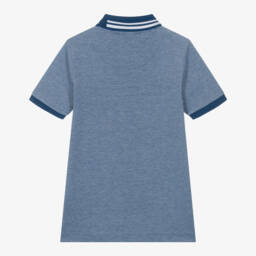 U.S. Polo Assn.-Boys Two-Tone Blue Cotton Polo Shirt  | Childrensalon Outlet
