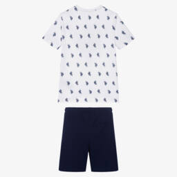 U.S. Polo Assn.-Boys White & Navy Blue Jersey Shorts Set | Childrensalon Outlet
