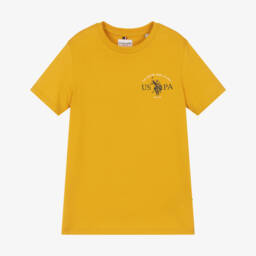 U.S. Polo Assn.-Boys Yellow Crew Neck Cotton T-Shirt | Childrensalon Outlet