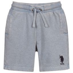 U.S. Polo Assn.-Faded Blue-Grey Logo Shorts | Childrensalon Outlet