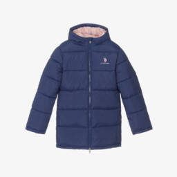 U.S. Polo Assn.-Girls Blue Hooded Coat | Childrensalon Outlet