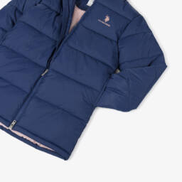 U.S. Polo Assn.-Girls Blue Hooded Coat | Childrensalon Outlet