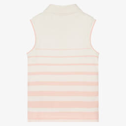U.S. Polo Assn.-Girls Ivory & Pink Striped Polo Top | Childrensalon Outlet