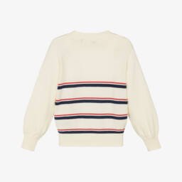 U.S. Polo Assn.-Girls Ivory Striped Cotton Jumper | Childrensalon Outlet