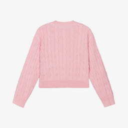 U.S. Polo Assn.-Girls Pink Cable Knit Cotton Cardigan | Childrensalon Outlet
