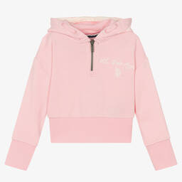 U.S. Polo Assn.-Girls Pink Cotton Hoodie | Childrensalon Outlet