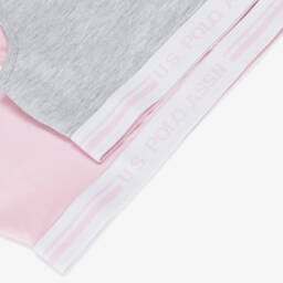 U.S. Polo Assn.-Girls Pink & Grey Cotton Bra Tops (2 Pack) | Childrensalon Outlet