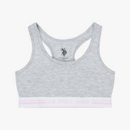U.S. Polo Assn.-Girls Pink & Grey Cotton Bra Tops (2 Pack) | Childrensalon Outlet