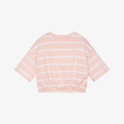 U.S. Polo Assn.-Girls Pink Striped Cotton T-Shirt | Childrensalon Outlet