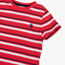 U.S. Polo Assn.-Girls Red Striped Cotton T-Shirt Dress | Childrensalon Outlet