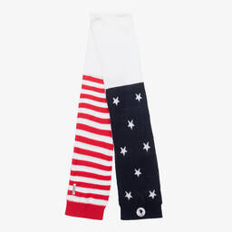 U.S. Polo Assn.-Girls White American Flag Knit Scarf (160cm) | Childrensalon Outlet