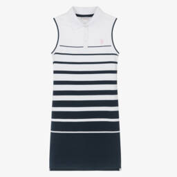 U.S. Polo Assn.-Girls White & Blue Striped Polo Dress | Childrensalon Outlet