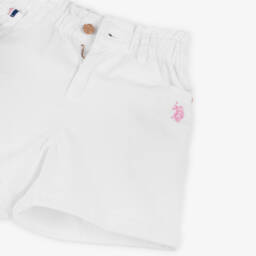 U.S. Polo Assn.-Girls White High Rise Cotton Twill Shorts | Childrensalon Outlet