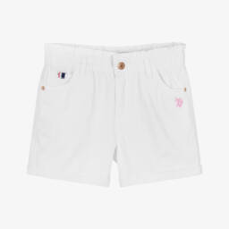 U.S. Polo Assn.-Girls White High Rise Cotton Twill Shorts | Childrensalon Outlet