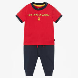 U.S. Polo Assn.-Red & Blue Baby Trouser Set | Childrensalon Outlet