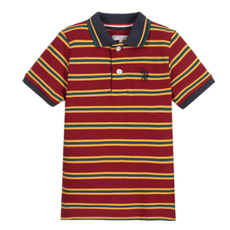 U.S. Polo Assn.-Red Striped Cotton Polo Shirt | Childrensalon Outlet