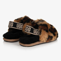 UGG-سليبرز فرو صناعي لون بني للبنات | Childrensalon Outlet