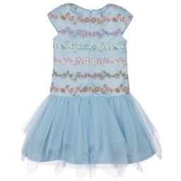 ValMax-Girls Blue Embroidered Dress | Childrensalon Outlet