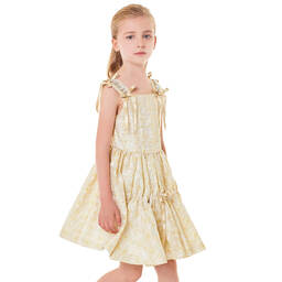 ValMax-Girls Gold Jacquard Dress | Childrensalon Outlet