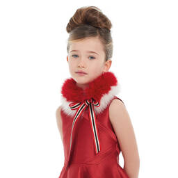 ValMax-Girls Red Fur Collar | Childrensalon Outlet