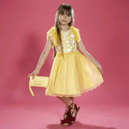 ValMax-Yellow Silk Chiffon Dress  | Childrensalon Outlet