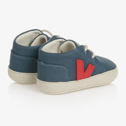 VEJA-حذاء لمرحلة قبل المشي شامواه لون كحلي و أحمر للأولاد | Childrensalon Outlet