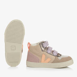VEJA-حذاء رياضي بكاحل V-10 شامواه لون بيج للبنات | Childrensalon Outlet