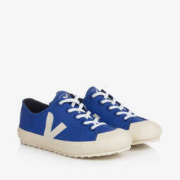 VEJA-ترينرز تينز كانفاس لون أزرق وعاجي | Childrensalon Outlet