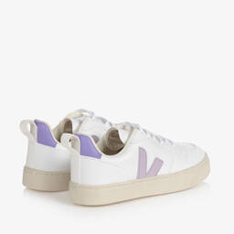 VEJA-حذاء رياضي V-10 بأربطة لون أبيض و بنفسجي للبنات | Childrensalon Outlet