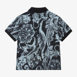 Versace-Baby Boys Blue Barocco Stencil Polo Shirt | Childrensalon Outlet