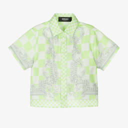Versace-Baby Boys Green Barocco Silk Shirt | Childrensalon Outlet